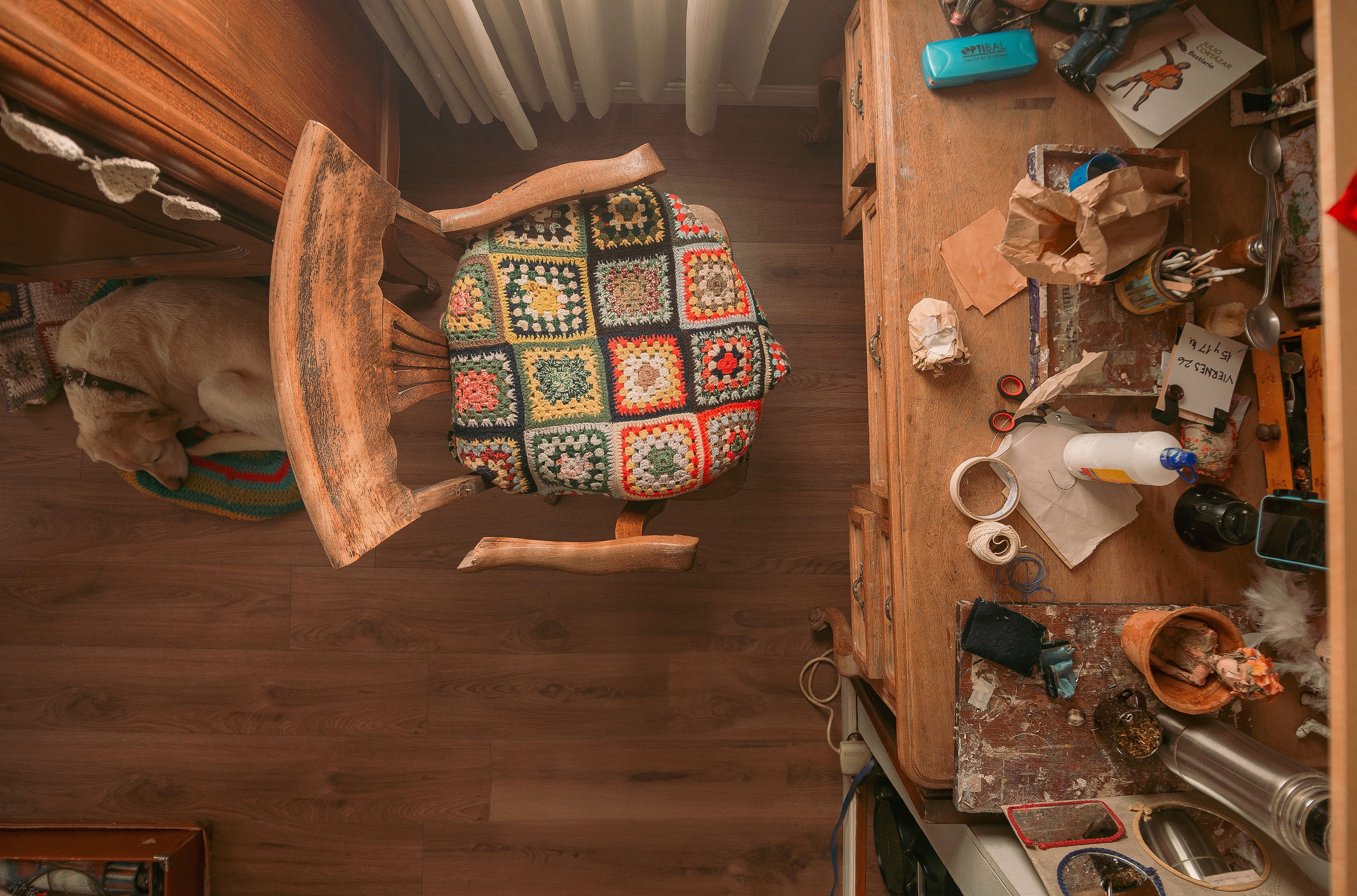 Decluttered and staged desktop for photography