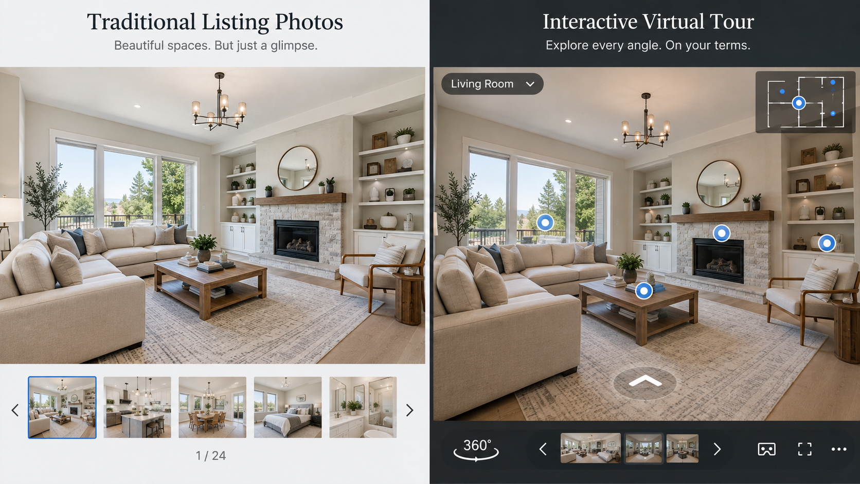 Virtual tour on smartphone showing property exploration