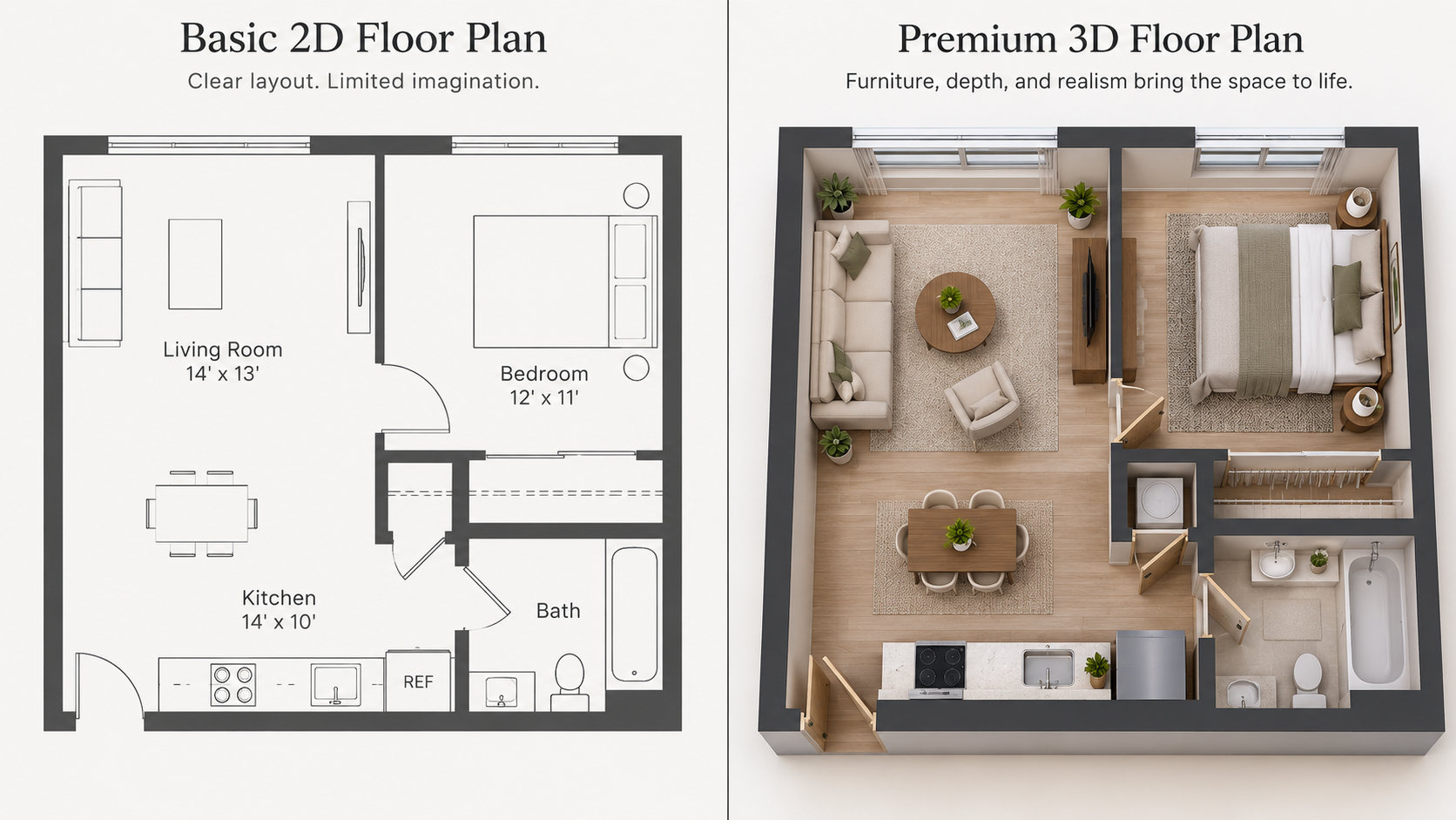 2D to 3D Floor Plan Progression